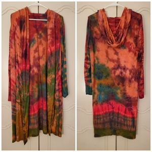 ✴ 2/$20 Tie-dye hooded cardigan cloak